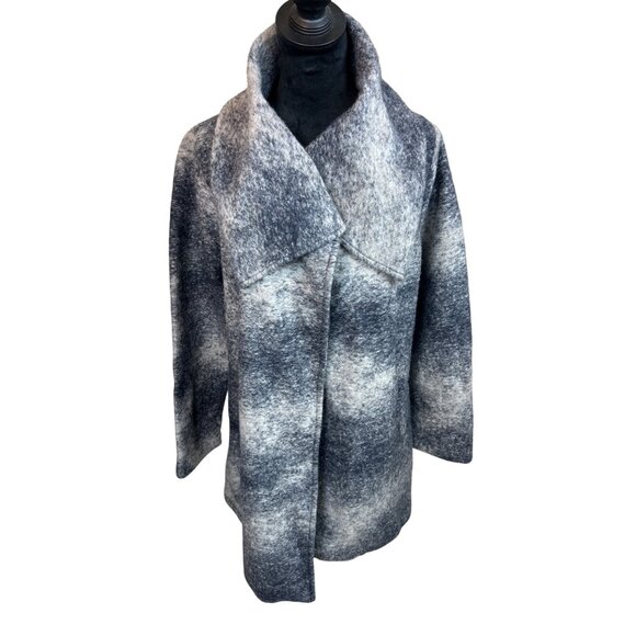 Nanette Lepore Women's L Wool Mohair Open Swing Coat Jacket Gray Pockets Button - Picture 2 of 11